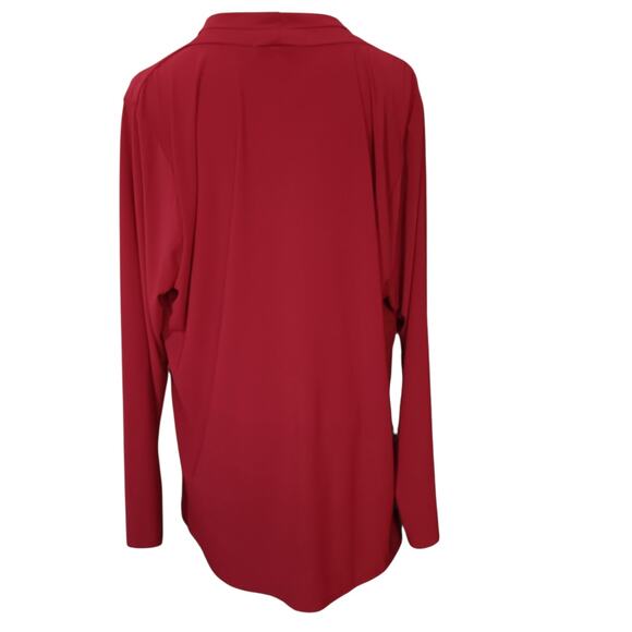 VINTAGE GILLI Stretchy Blouse Top Plus 2X V-Neck Surplice Red Career Dressy Trip - Picture 9 of 9
